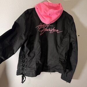 Harley-Davidson Black Jacket with Pink Detachable Vest